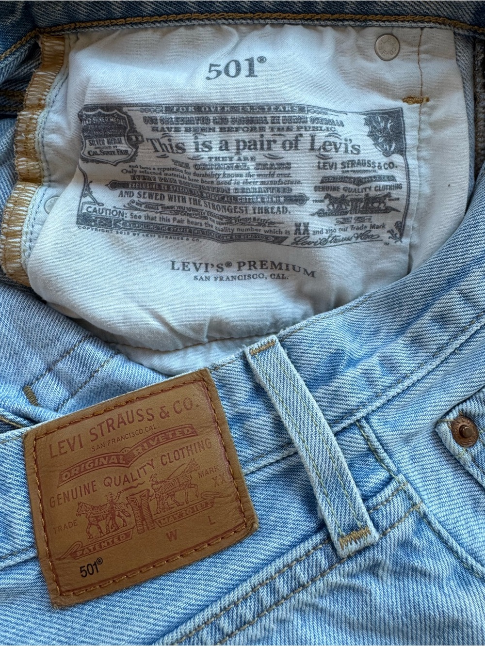 Levi’s Light Blue Distressed Denim High-Rise Women's Shorts - Picture 4 of 7